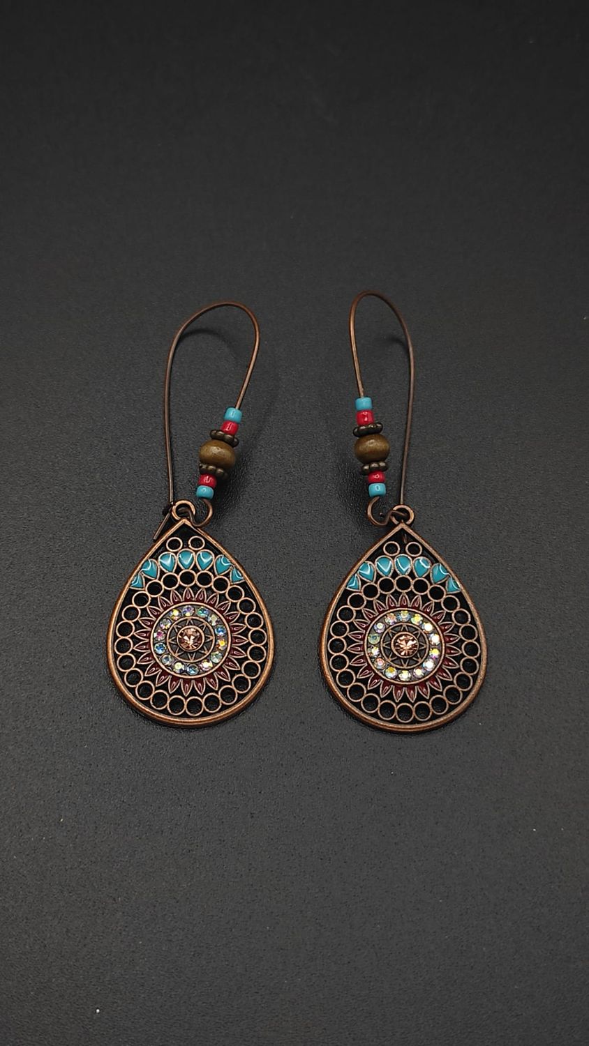 Argollas de Metal Cobre y Turquesa