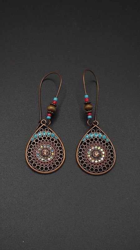 Argollas de Metal Cobre y Turquesa