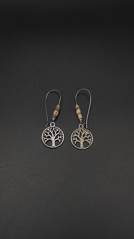 Argollas de Metal Larga del Árbol de la Vida