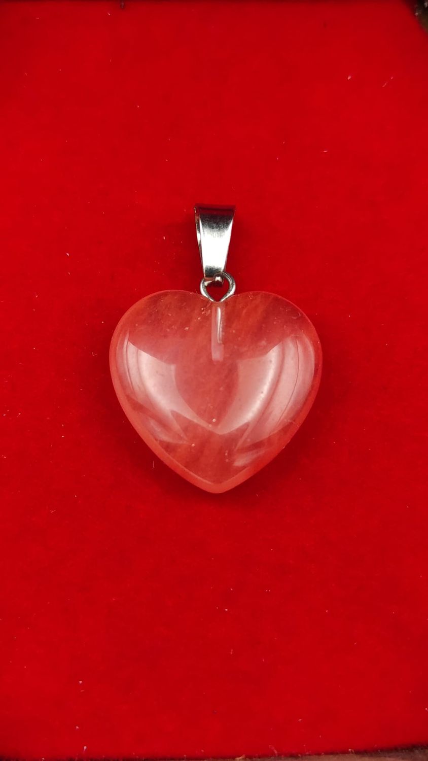 Colgante Corazón de Cuarzo Fresa