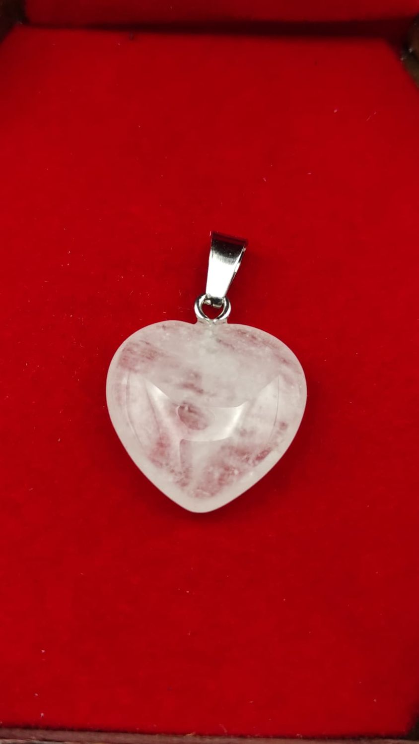 Colgante Corazón de Cuarzo Blanco