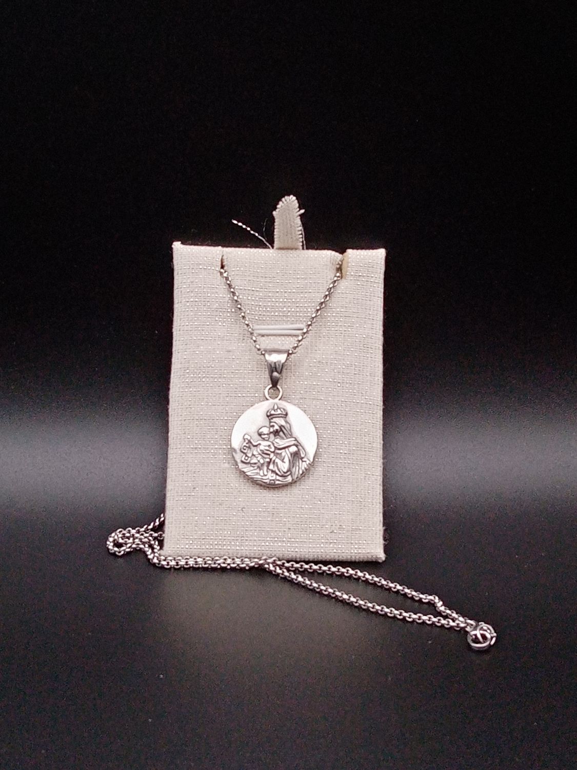 Medalla y cadena acero Virgen del Carmen