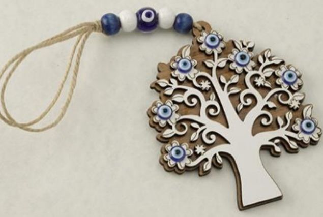 Colgante Árbol de la Vida con ojos turcos ( madera)