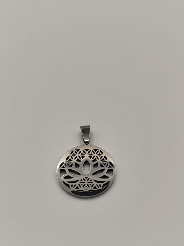 Colgante flor loto en flor de la vida ( acero inoxidable) Colgante flor loto en flor de la vida ( acero inoxidable)