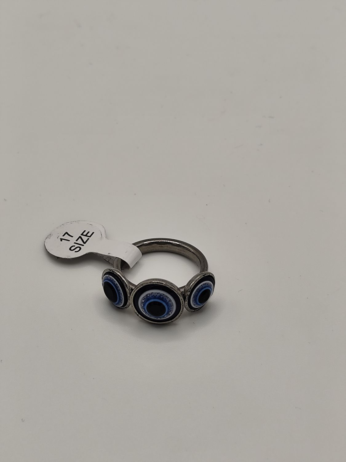 Anillo ojo turco ( acero inoxidable color plata)