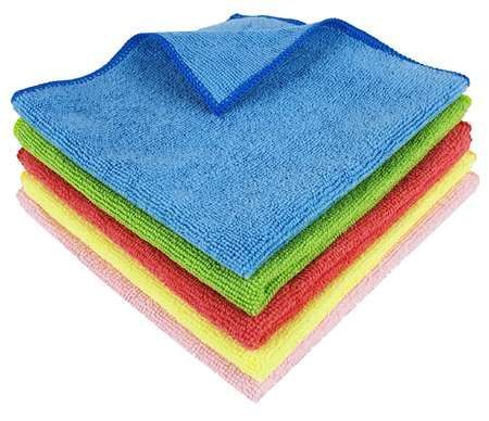 5 LAVETTES MICROFIBRE 38X38 DIFFERENT COLORIS