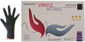 GANTS VINYLE NITRILE N/POUDRE NOIR T.S/M/L/XL BOITE DE 100