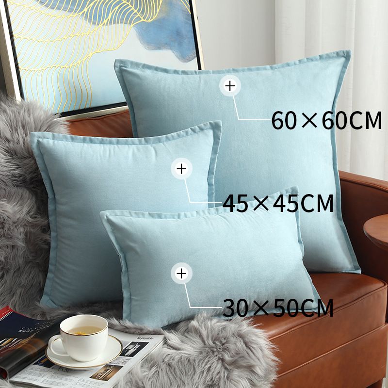 Ruffle Nordic Light Luxury Square Pillowcase Sofa Bedside Cushion Pillowcase Home Goods Amazon, Color: 56# water orchid, Size: 30×50cm(pillowcase) )