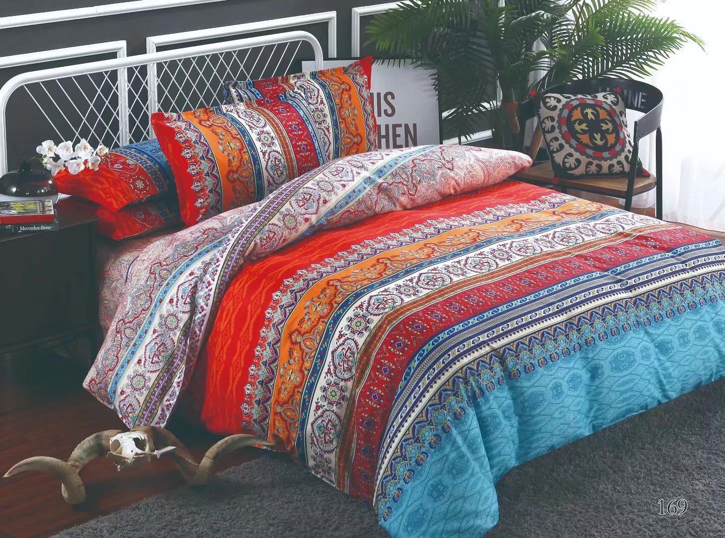 Bedding Set Bohemian Stripe Nantong Home Textile Three-piece Quilt Set, Size: 200*230 standard four-piece set, Pattern: Dancing in the spring breeze