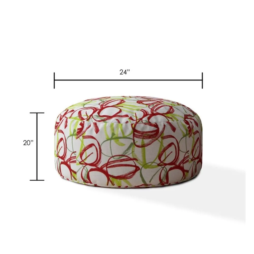 Indoor RIBBONS &amp;amp; TWIRLS Green Round Zipper Pouf - Stuffed -