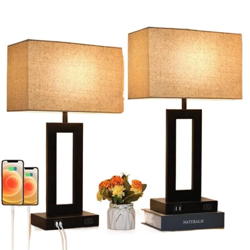 Simple Retro Table Lamp Bedroom Creative Bedside USB Charging Touch Dimming LED Light