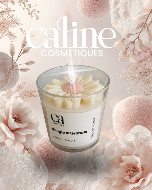Bougie artisanale - Senteur Melon - décoration fleurs
