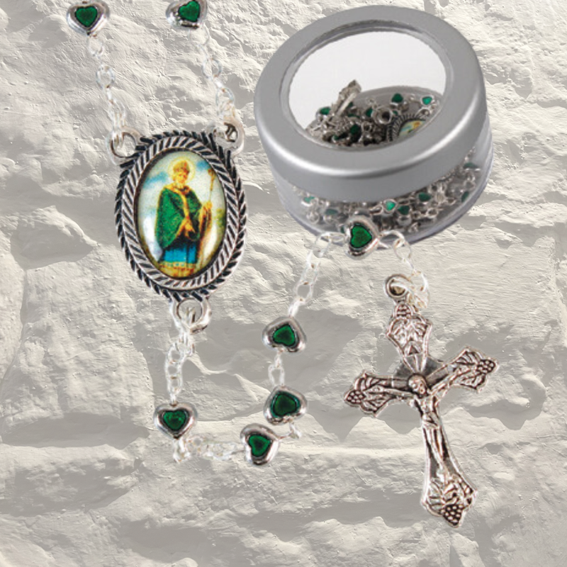 Metal Rosary/Enamel Fill/Saint Patrick
