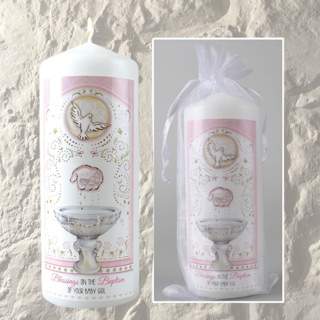 Baptism Candle - Pink