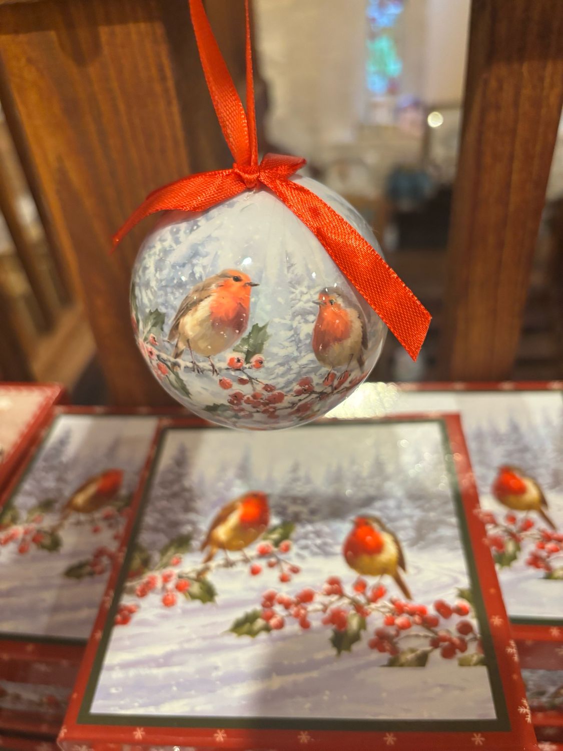 Robin Christmas Bauble X 4