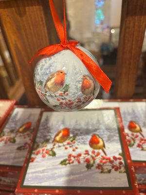 Robin Christmas Bauble X 4