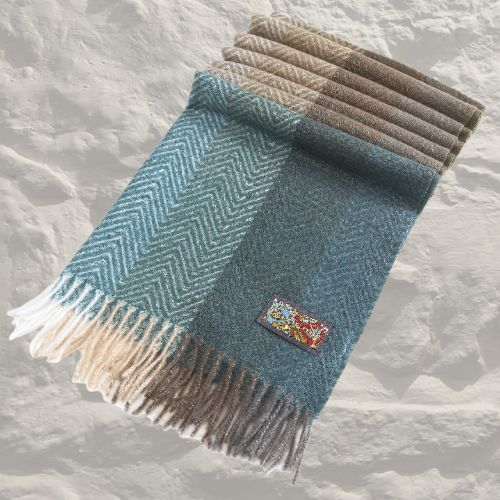 Celtic Ore - Modern Herringbone Scarf Green 70x180cm