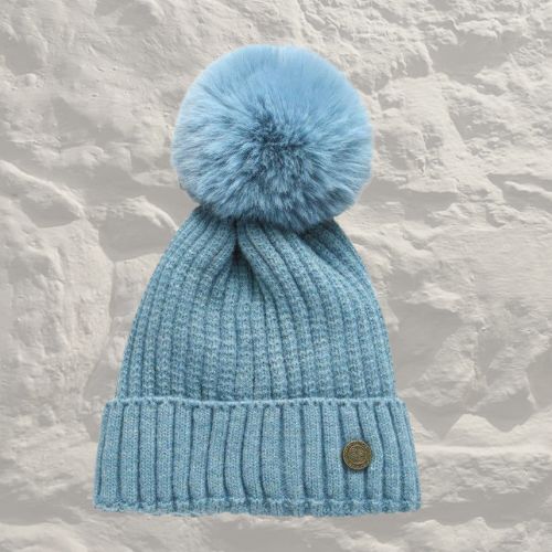 Celtic Ore - Celtic Weave Ribbed Bobble Hat Teal