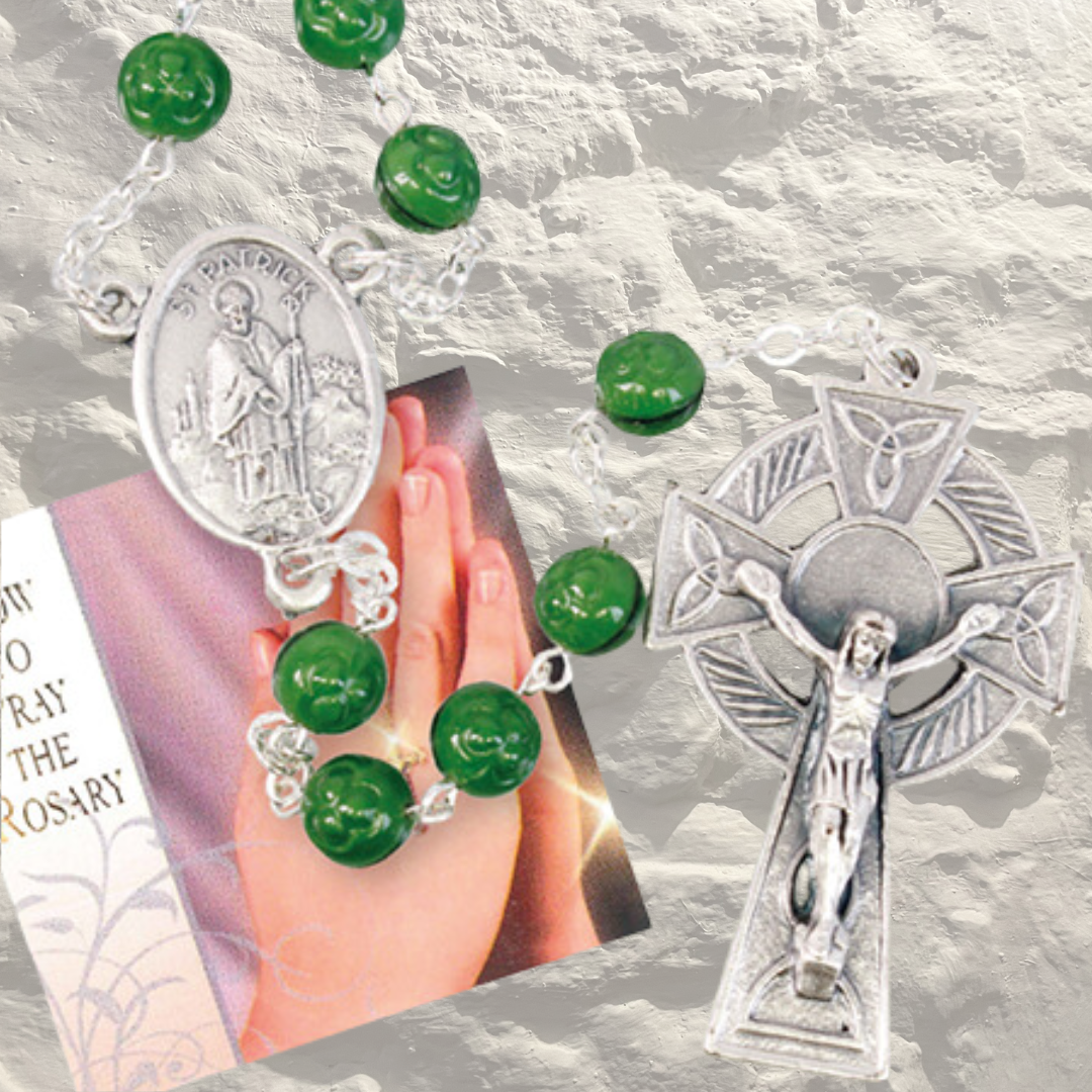Shamrock Rosary - Glass