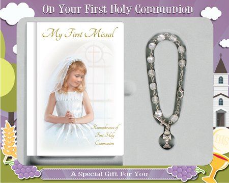 Communion Gift Set/Girl With Rosary Bracelet