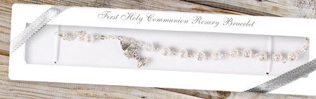 Communion Rosary Bracelet/Metal Filigree (