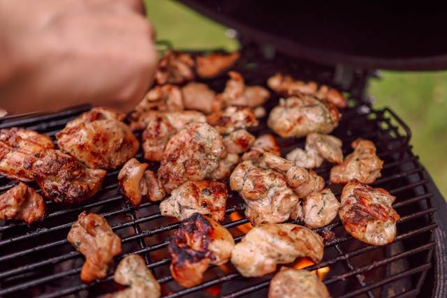 Grilled Chicken Thighs with Apple Plum Compote