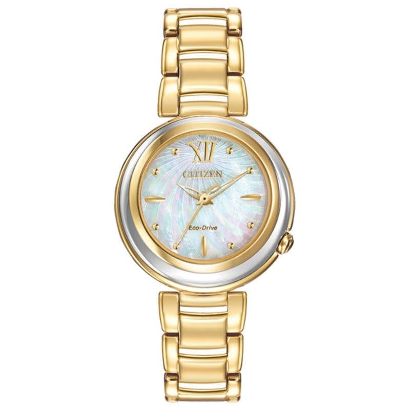 EM0334-54D Eco-Drive® Sunrise Gold-Tone Watch with Mother-of-Pearl Dial