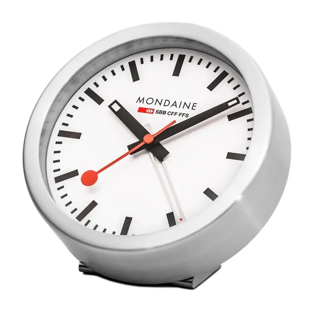 A997.MCAL.16SBB Mondaine Mini Clock Silver