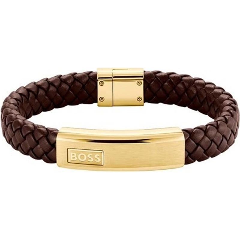 1580746 brown &amp; gold beaded leather