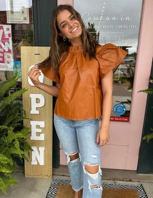 TAN RUFFLE TOP