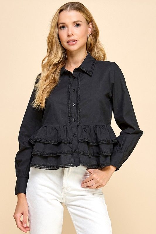 PEPLUM BUTTON UP