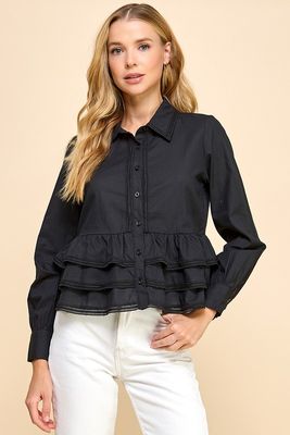 PEPLUM BUTTON UP