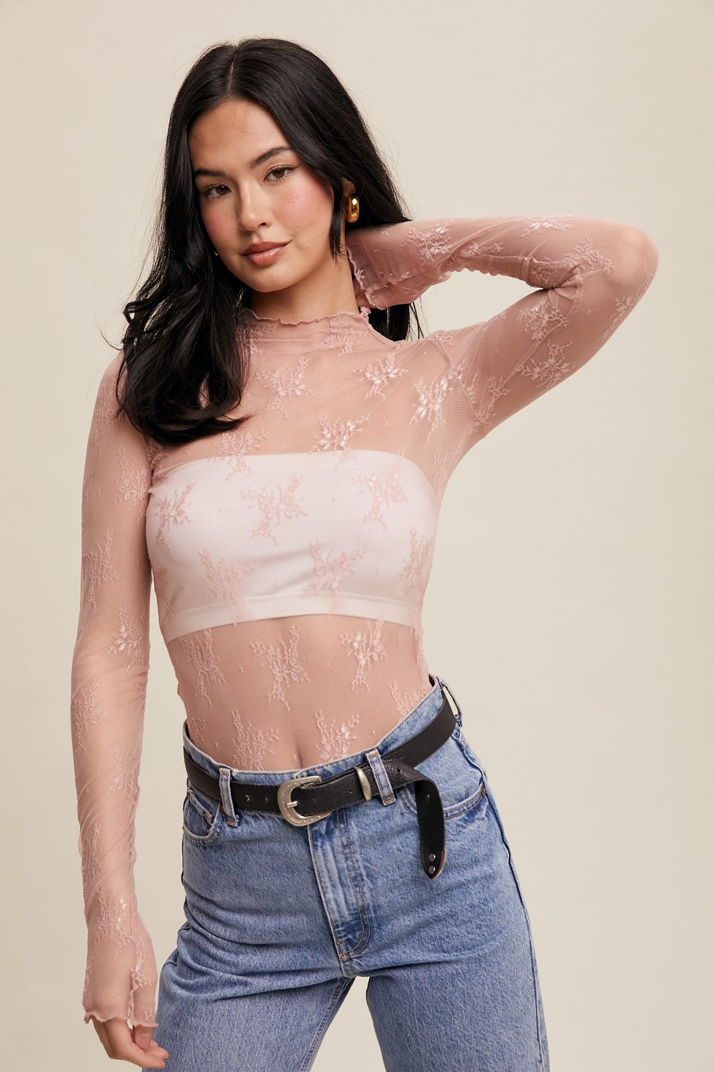 LACE MOCK NECK