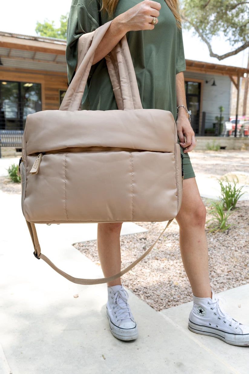 PUFFER QUILTED DUFFLE TAN 