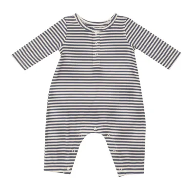 NAVY &amp; OAT STRIPE HENLEY ROMPER