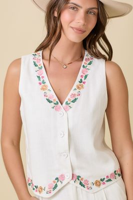 FLORAL EMBROIDERY VEST