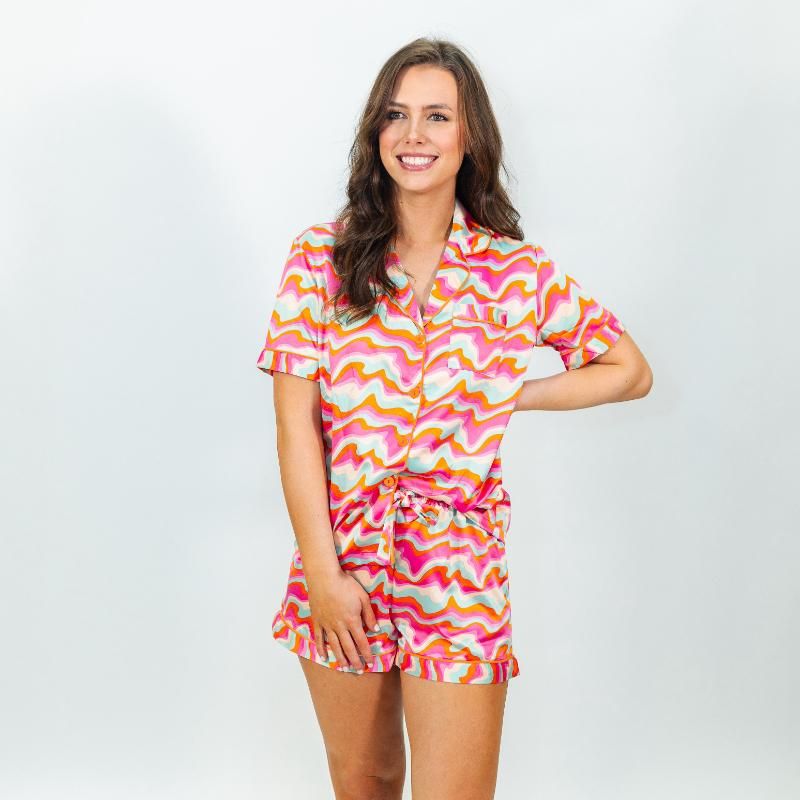 ADULT SATIN PJ SHORT SET