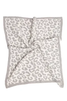 KIDS THROW BLANKET LEOPARD GREY
