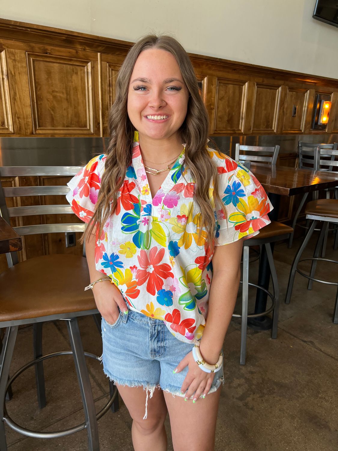 CONNIE V NECK BLOUSE 