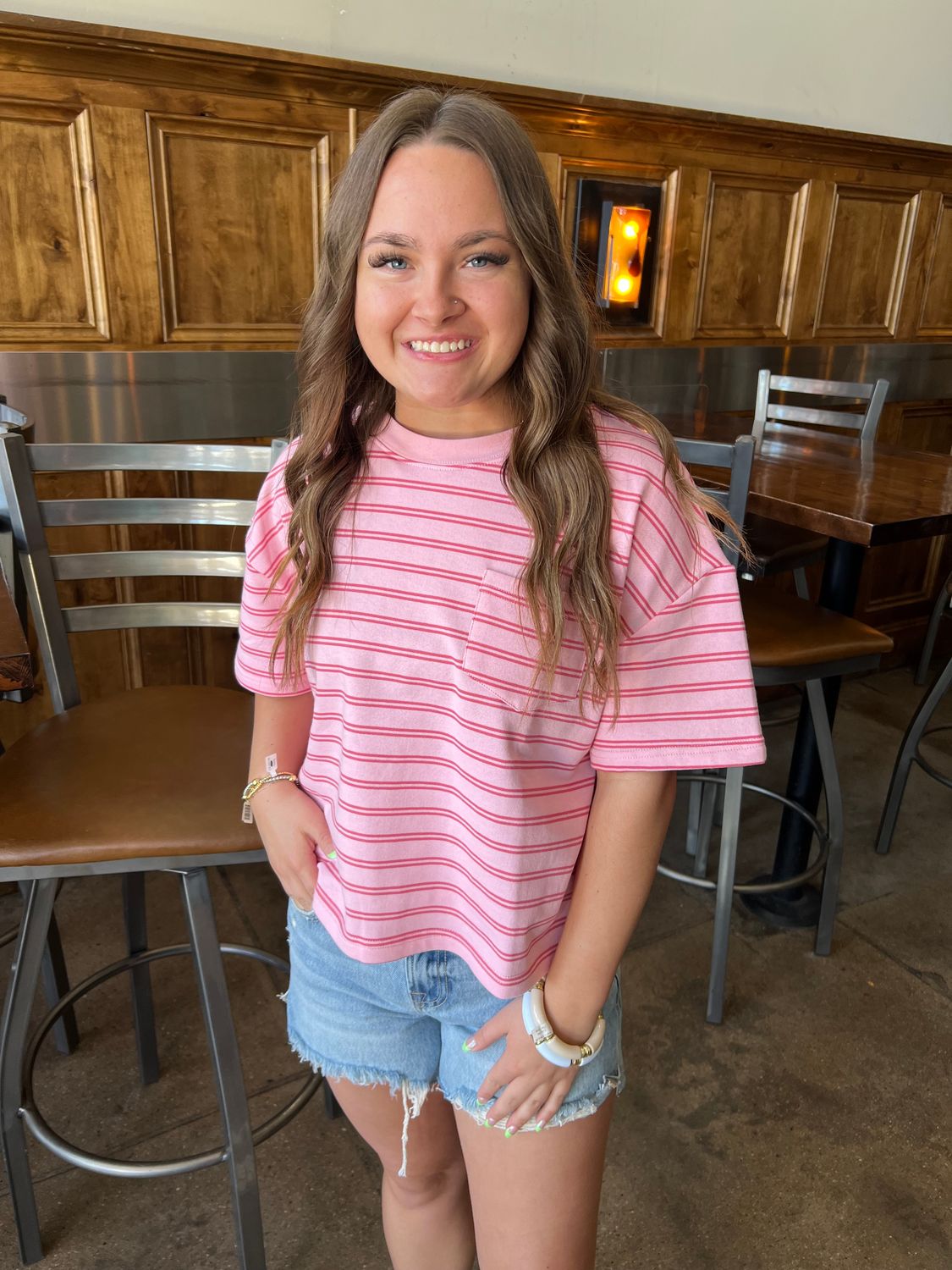 STRIPED DROP SHOULDER