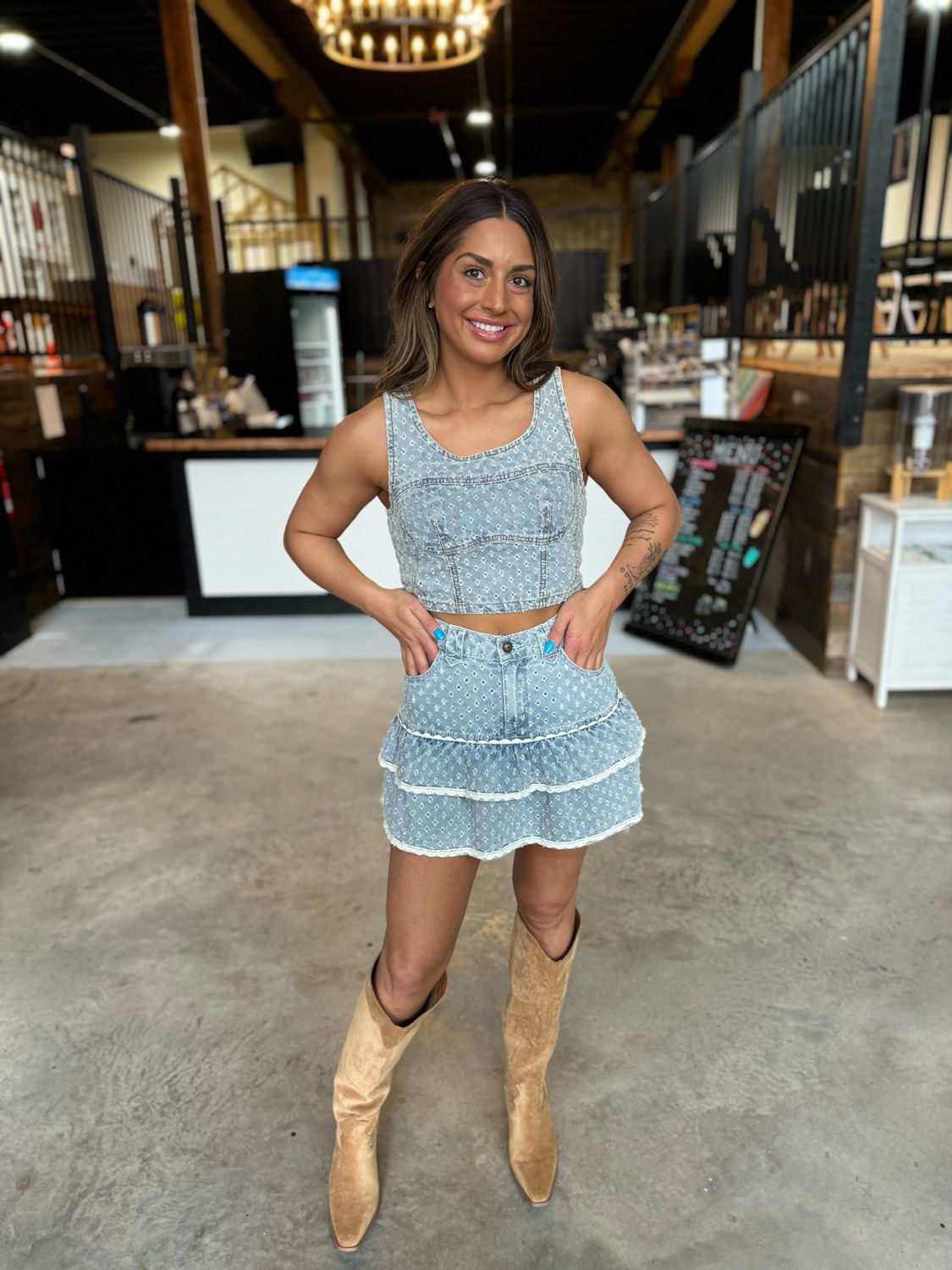 WOVEN DENIM TOP