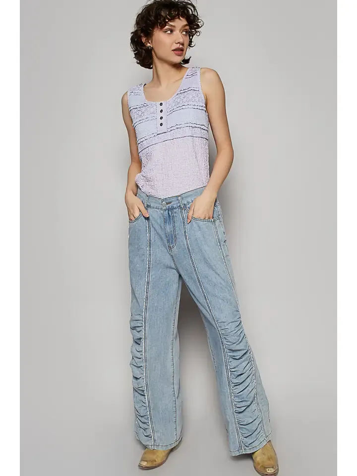 LACE TRIM DENIM