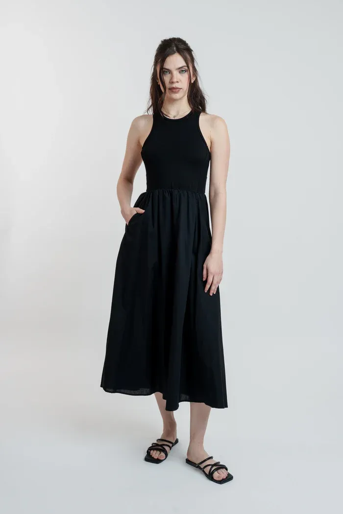 KNIT TO WOVEN DRESS