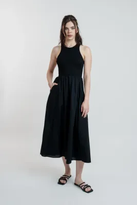 KNIT TO WOVEN DRESS