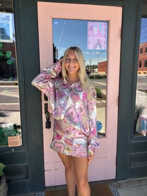 FLORAL SATIN SKIRT