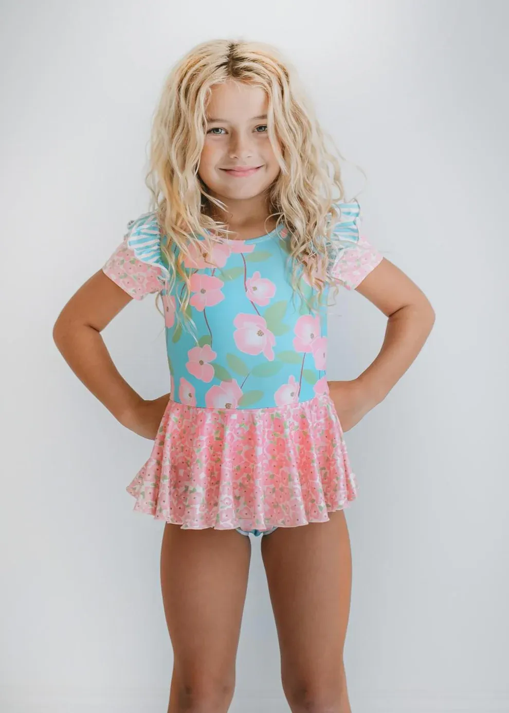 PINK &amp; BLUE BLOSSOM LEOTARD