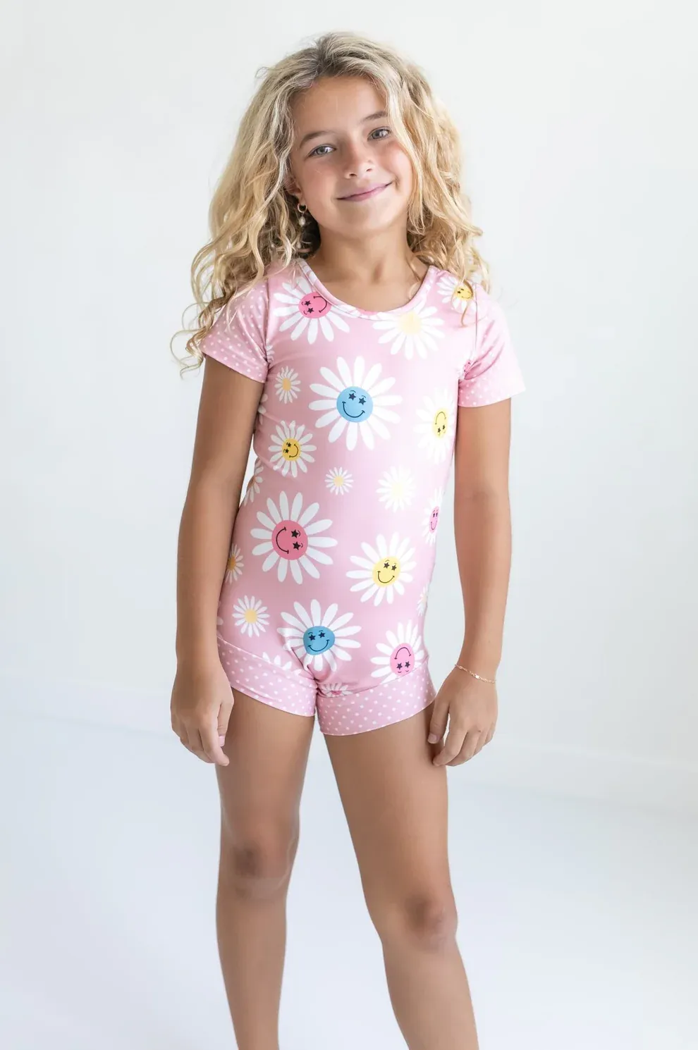 PINK DOT DAISY LEOTARD SHORTIE