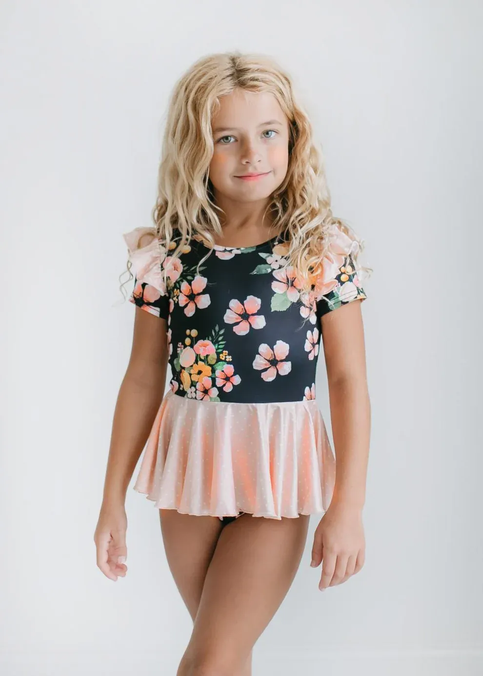 BLACK FLORAL LEOTARD