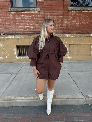 PUFF SLEEVE SHIRT DRESS