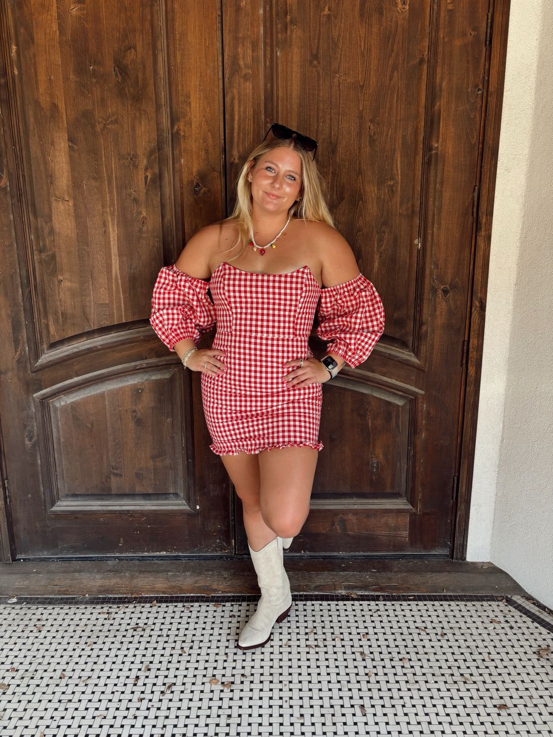 CHECKER PUFF SLEEVE